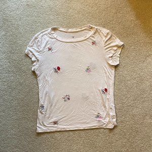 AE Soft & Sexy Cream Floral T-Shirt XS